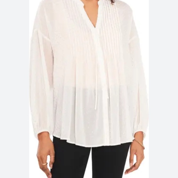 Vince Camuto metallic print long sleeve top - Picture 2 of 5